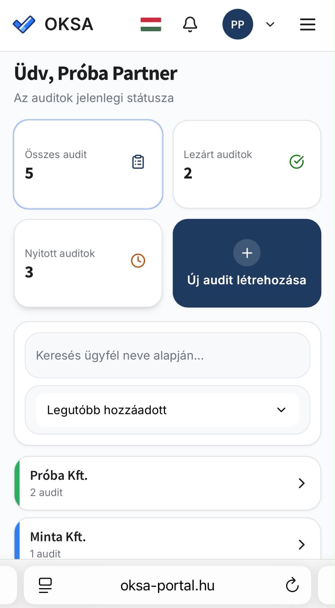 OKSA mobilos audit dashboard